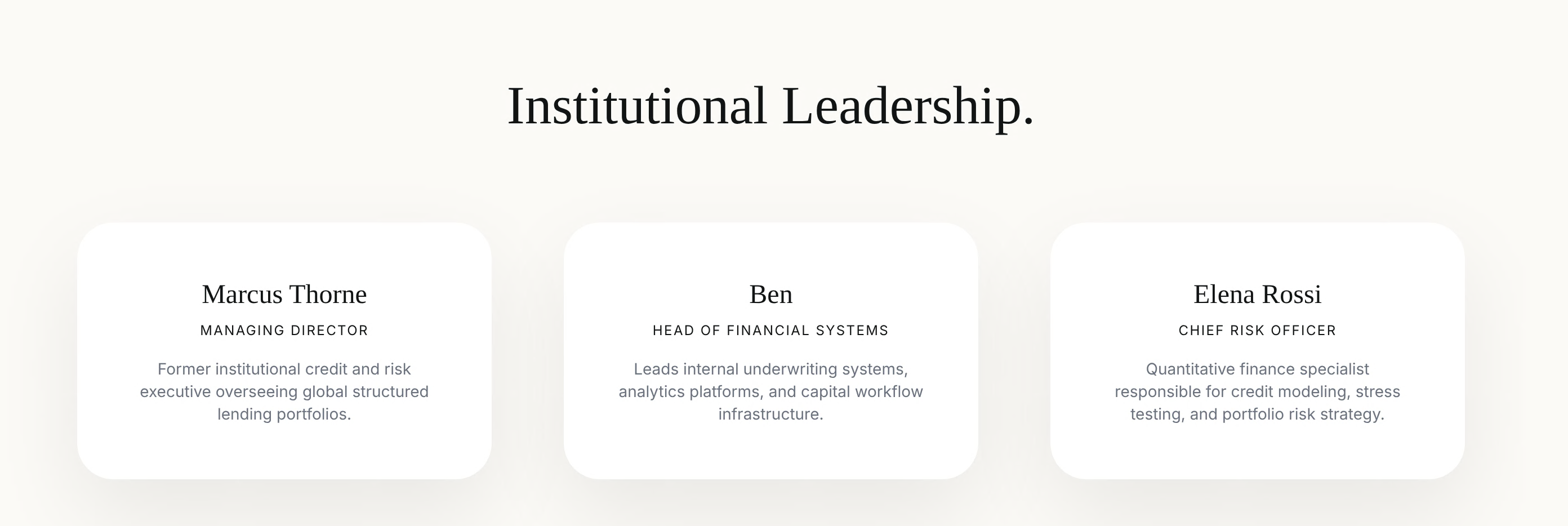Leadership section with names
